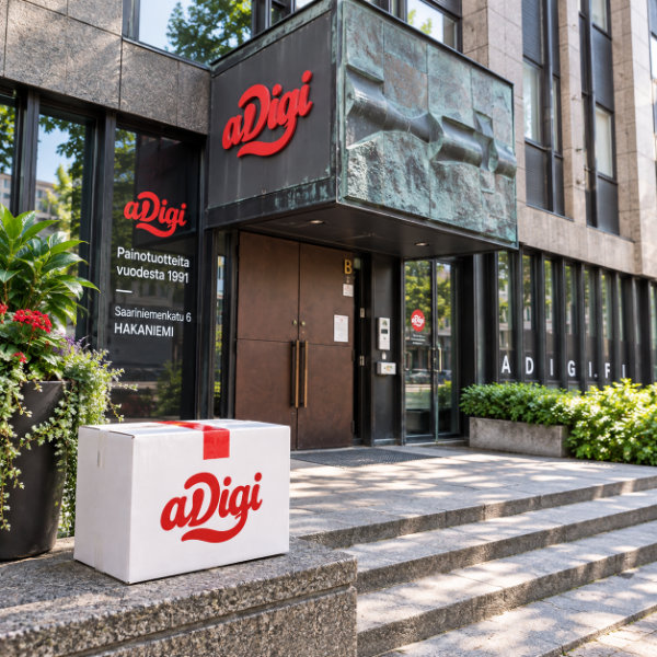 aDigi Painotalo Hakaniemessä Helsingissä – painotuotteiden nouto
