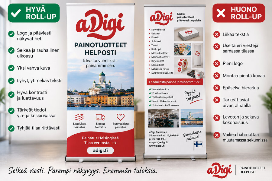 Vertailu: selkeä roll-up ja liian täysi roll-up