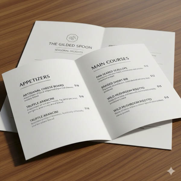 Food menu folded A4 4-page