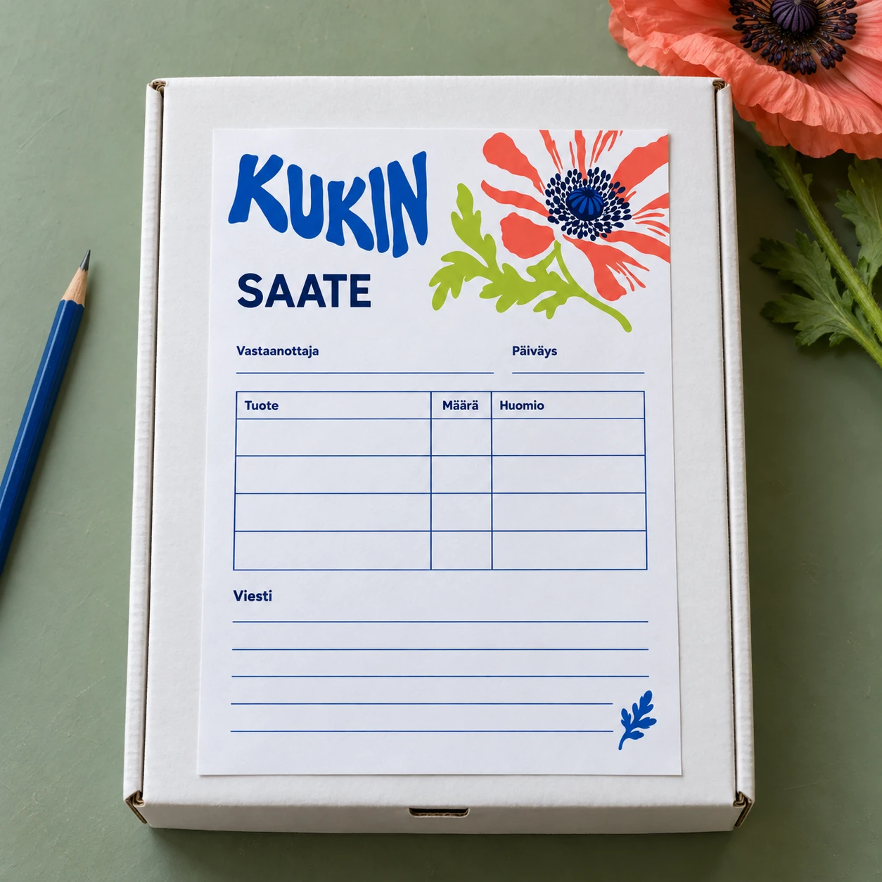 Painettu saatelomake