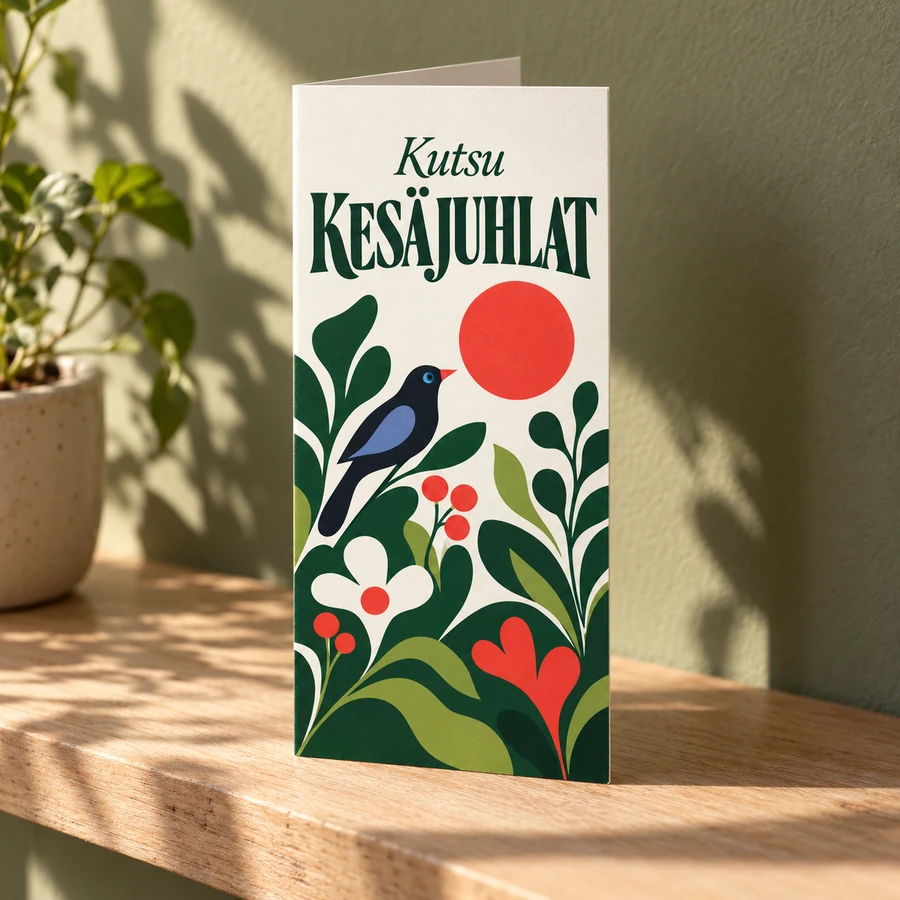 Folded invitation card 99 × 210 mm