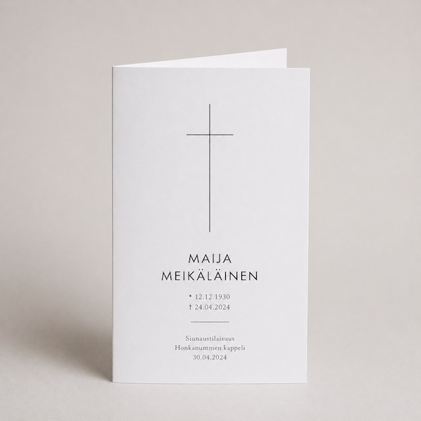 Funeralgram A5 Folded (4-page) printed – dignified memorial material | aDigi Print Helsinki