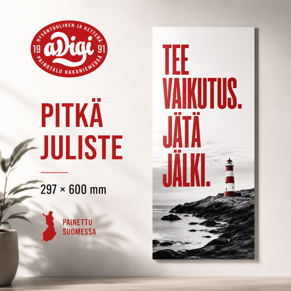 Pitkä juliste ­297 × 600 mm