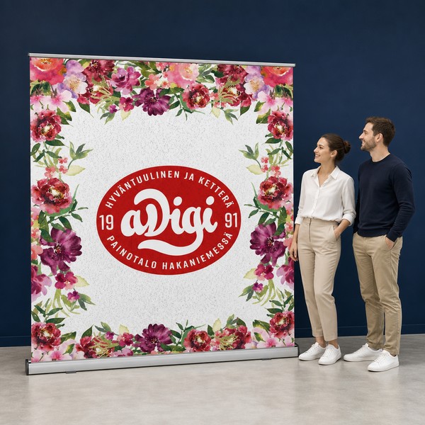 Roll-up banner 150×200 cm – XXL display stand Roll-up banner 150×200 cm – XXL display stand printed – portable display stand for trade shows | aDigi Print Helsinki