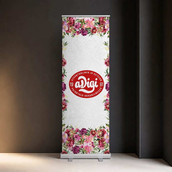 Roll-up banner 60×200 cm – narrow display stand
