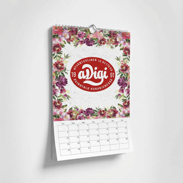 Wall Calendar with Wire Binding and Hanging Hook