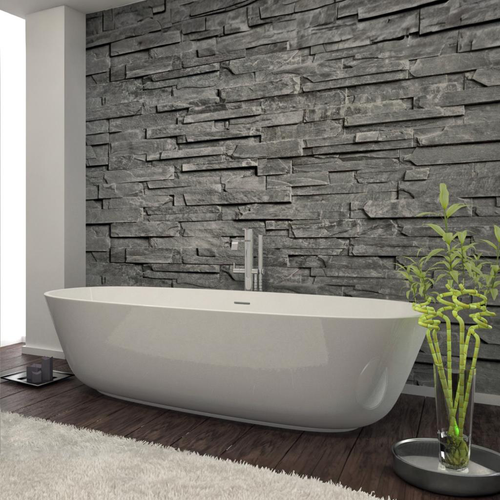 Polymeric Hi-Tack material designed like a sticker, resembling stones in the bathroom.