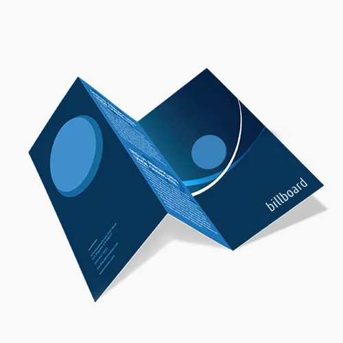 Dark Blue Folded Brochure. Tamnosinya sganata broshura