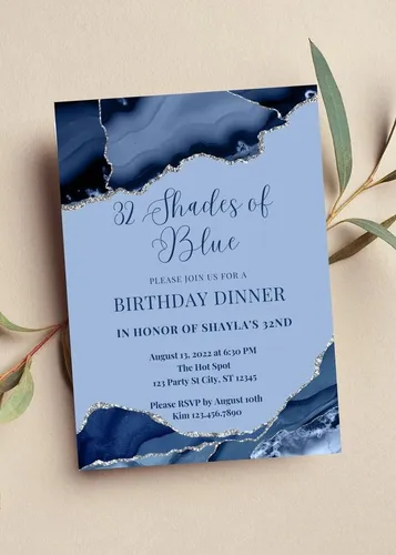 Blue Birthday invitations.   Sini pokani za rozhden den