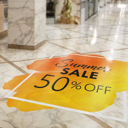 Sale Floor sticker. Stiker za pod s nadpis Razprodazhba i Namalenie