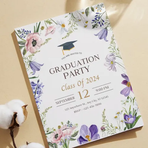 Graduation invitations      Pokani za diplomirane s tsvetyawith flowers 