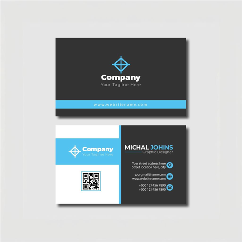Black and blue Business Cards with QR code.    Cherni i sini vizitki s QR kod