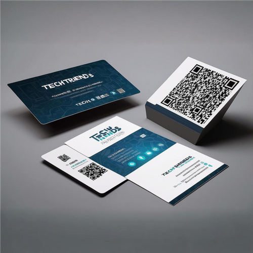 Blue Business Cards with QR code.    Sini vizitki s QR kod