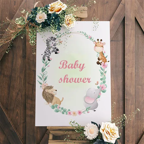 Baby shower event sign with animals Tabela za bebeshko parti s zhivotni