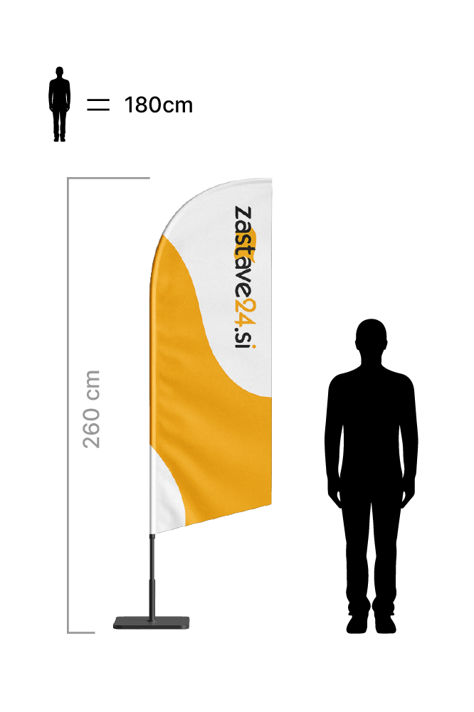 Beachflag jadro S – višina: 260 cm