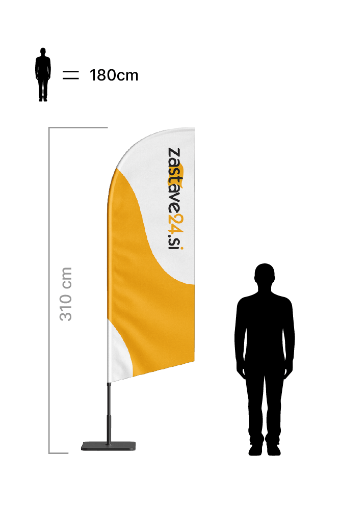 Beachflag jadro M – višina: 310 cm Reklamna beachflag zastava z logotipom v obliki jadra