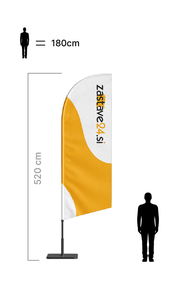 Reklamna beachflag zastava z logotipom v obliki jadra