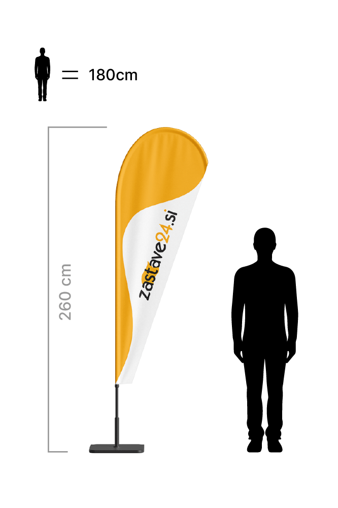 Beachflag kapljica S – višina: 260 cm