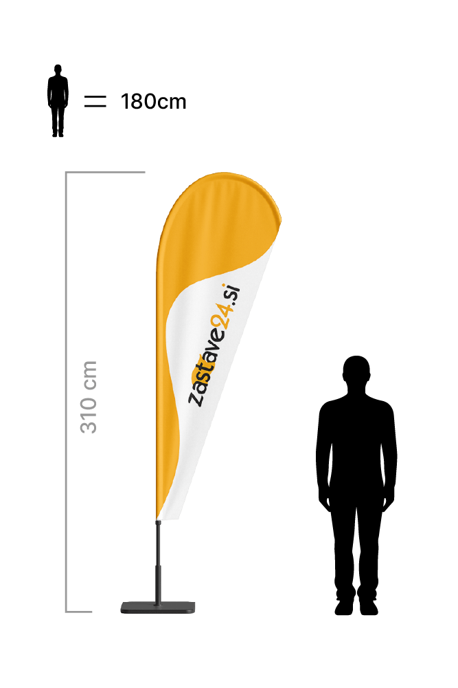 Beachflag kapljica M – višina: 310 cm