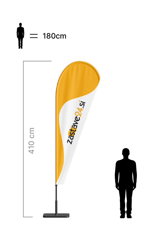 Beachflag kapljica L – višina: 410 cm