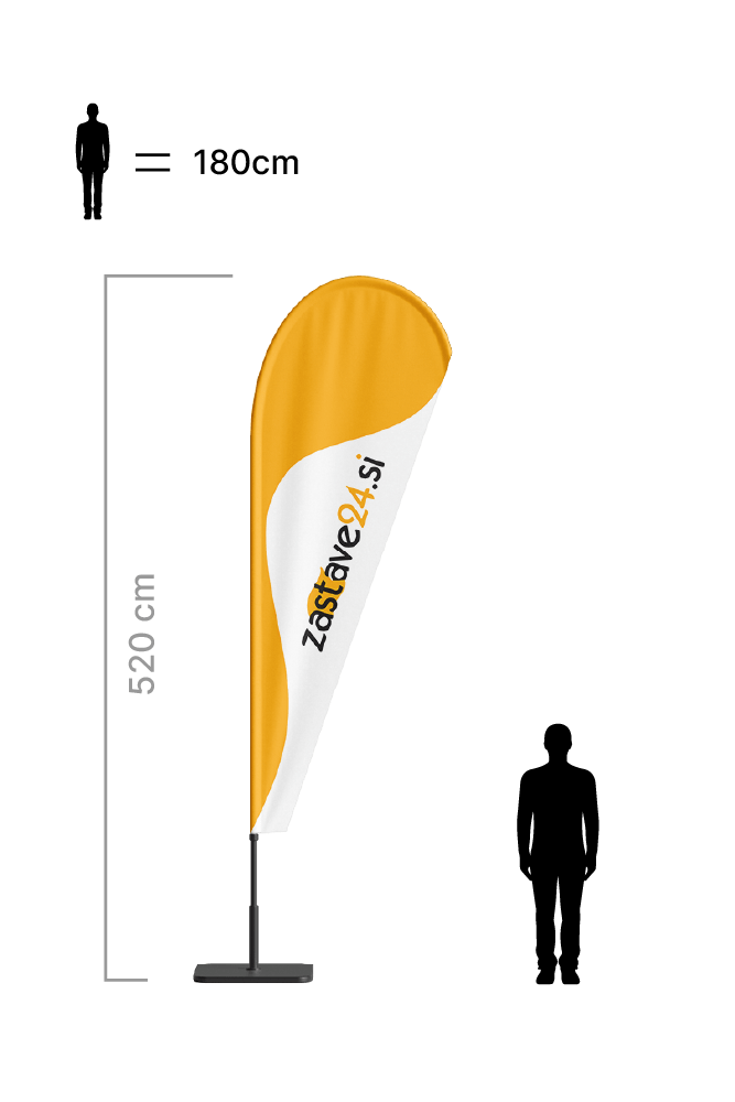 Beachflag kapljica XL – višina: 520 cm