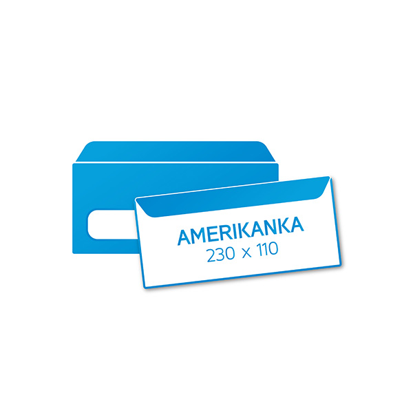 Kuverta Amerikanka - z oknom (230 x 110 mm) Kuverta amerikanka z oknom