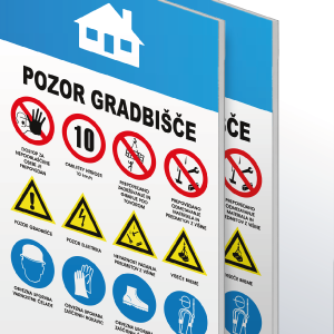 Tabla opozorilni znaki za gradbišče