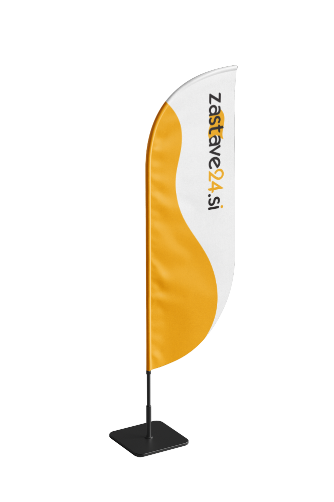reklamna beachflag zastava v obliki konveksnega jadra višine 260 cm