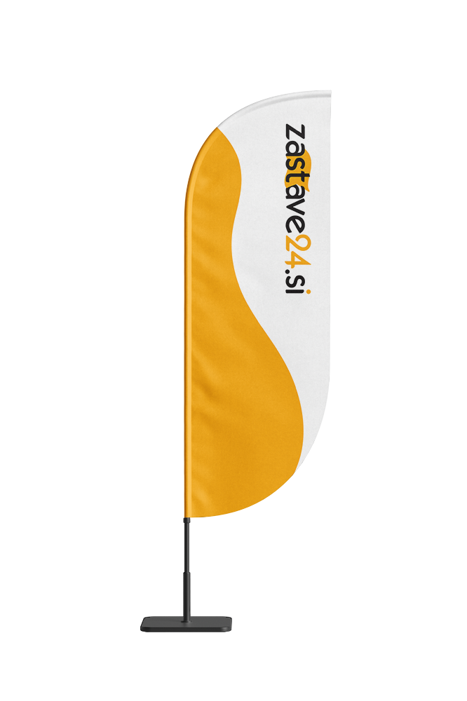 reklamna beachflag zastava v obliki konveksnega jadra višine 410 cm