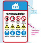 Tabla opozorilni znaki za gradbišče 2
