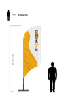 beachflag zastava z logotipom v obliki konkavnega jadra velik 410 cm