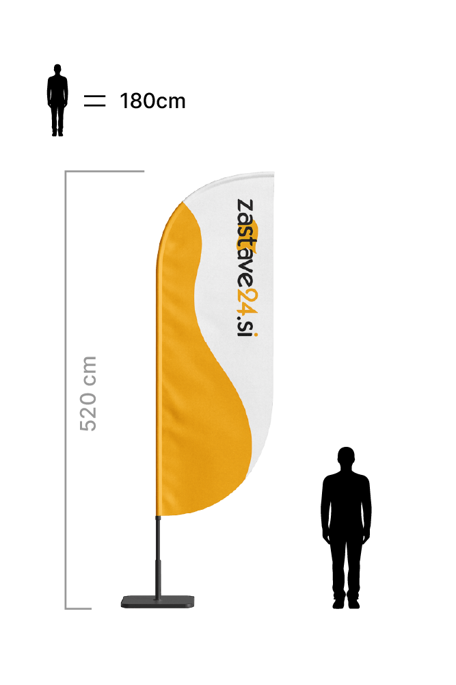 velika reklamna beachflag zastava v obliki konveksnega jadra