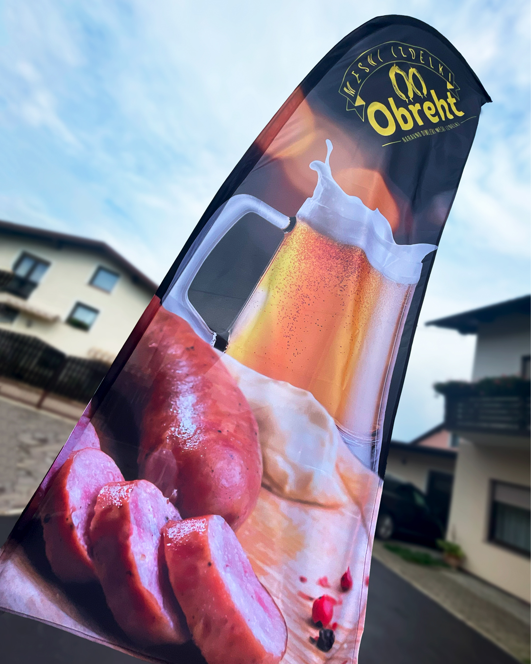 reklamna beachflag zastava za mesne izdelke Obreht