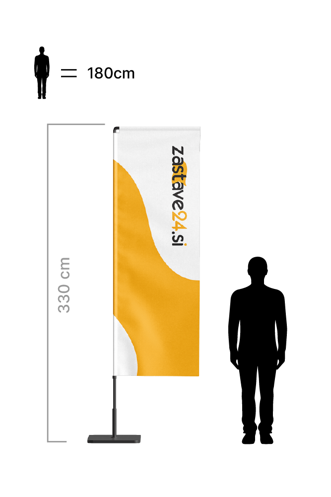 reklamna beachflag zastava pravokotne oblike višine 330 cm
