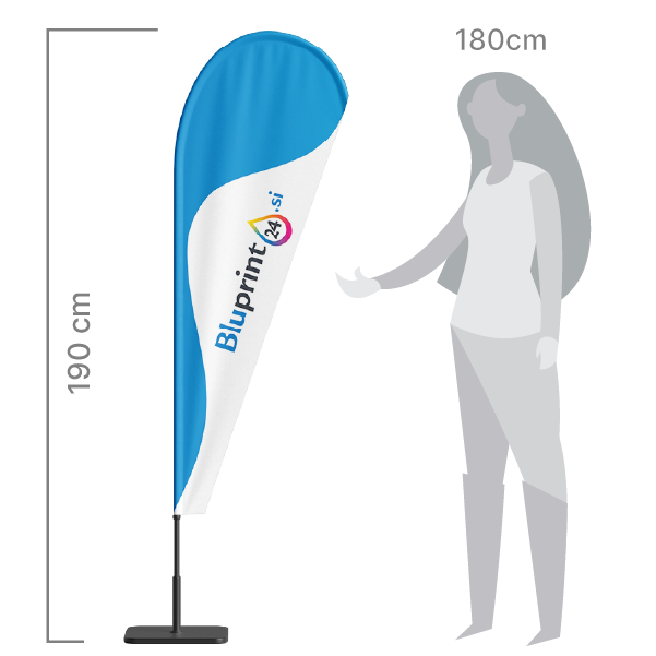 reklamni beachflag v obliki kaplje