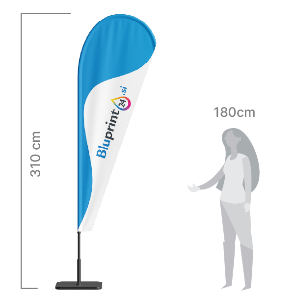 reklamni beachflag v obliki kaplje
