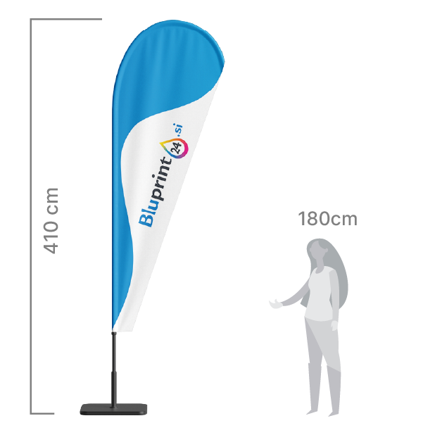 reklamni beachflag v obliki kaplje