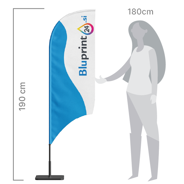 reklamna zastava z logotipom v obliki konkavnega jadra