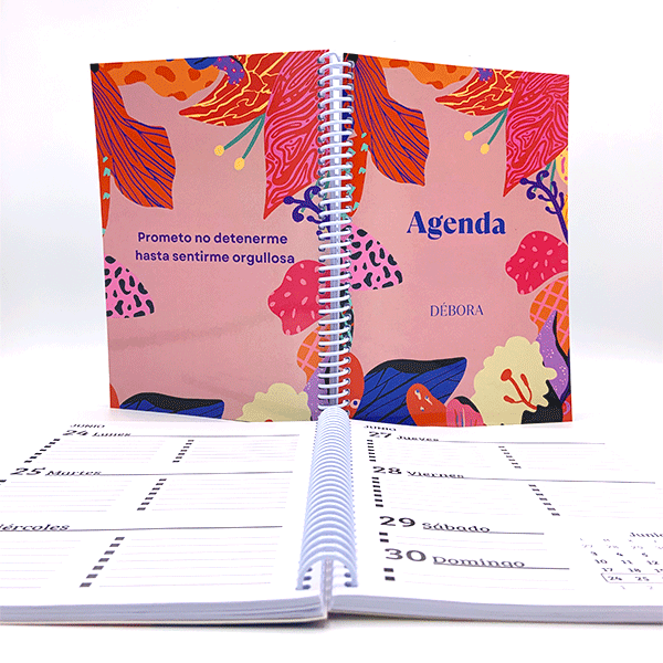 Agenda elegant personalitzada A5 en tapa tova amb espiral o wire-o