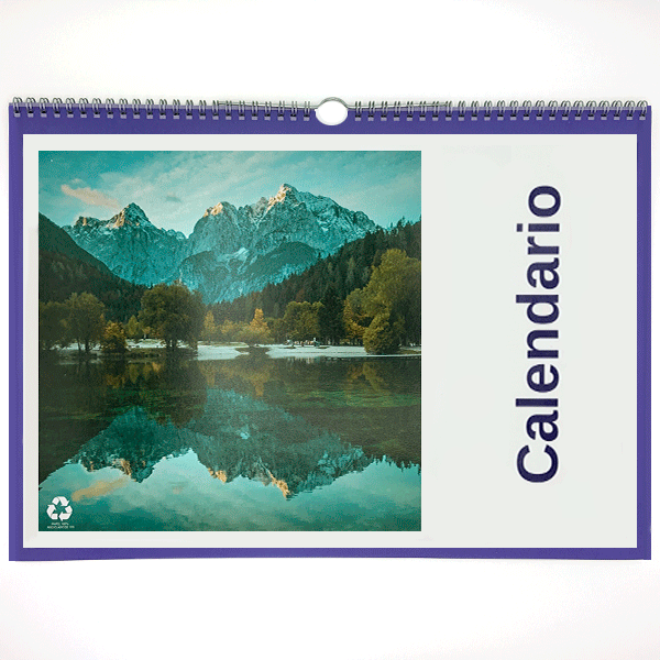 Calendari de paret A3 a una cara horitzontal en paper 100% reciclat (42x29.7 cm.)