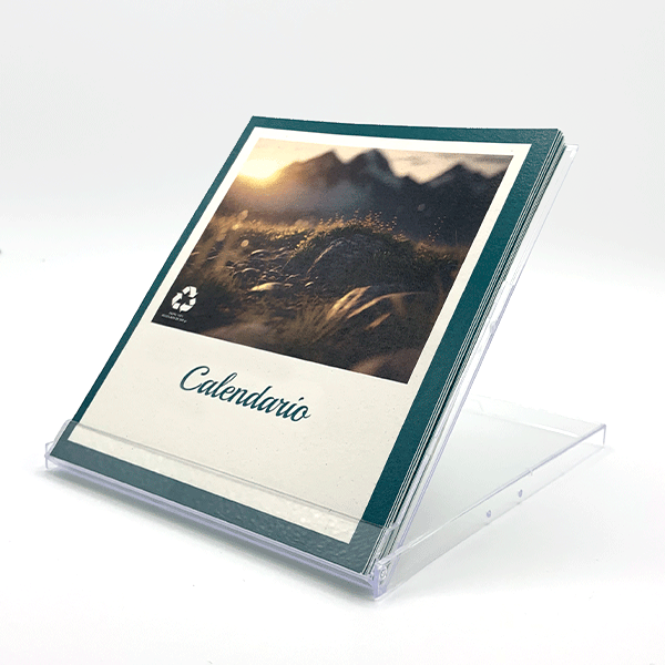 Calendari caixa CD a una cara en paper 100% reciclat (11.9x13.8 cm.)