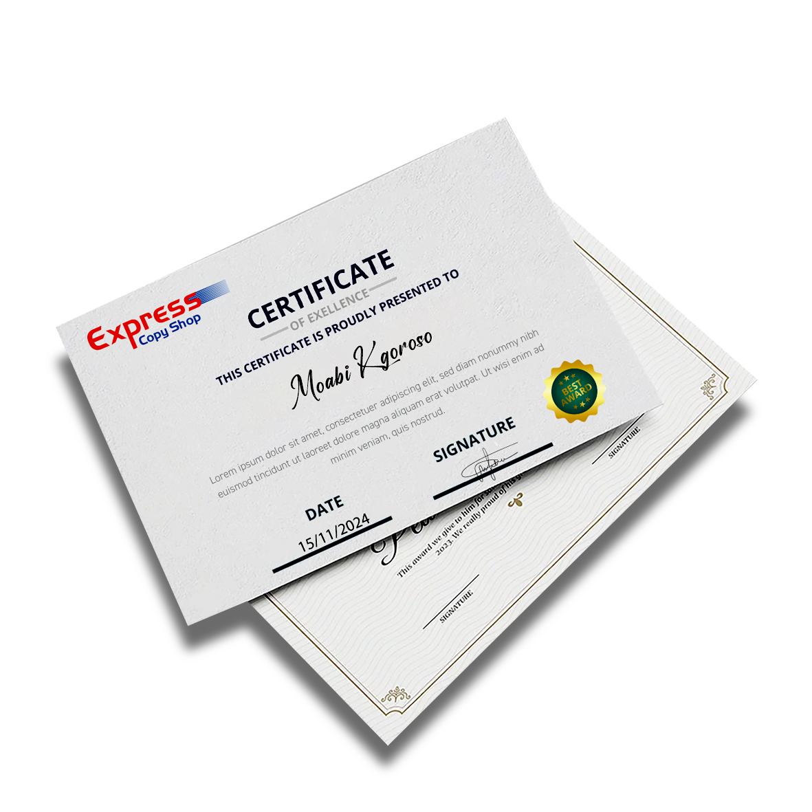 A4 Certificates