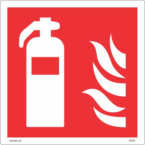 Brannslukker - skilt med symbol