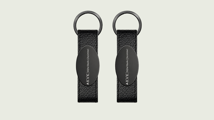 Oval Metal Suni Deri Anahtarlık - 2403 1