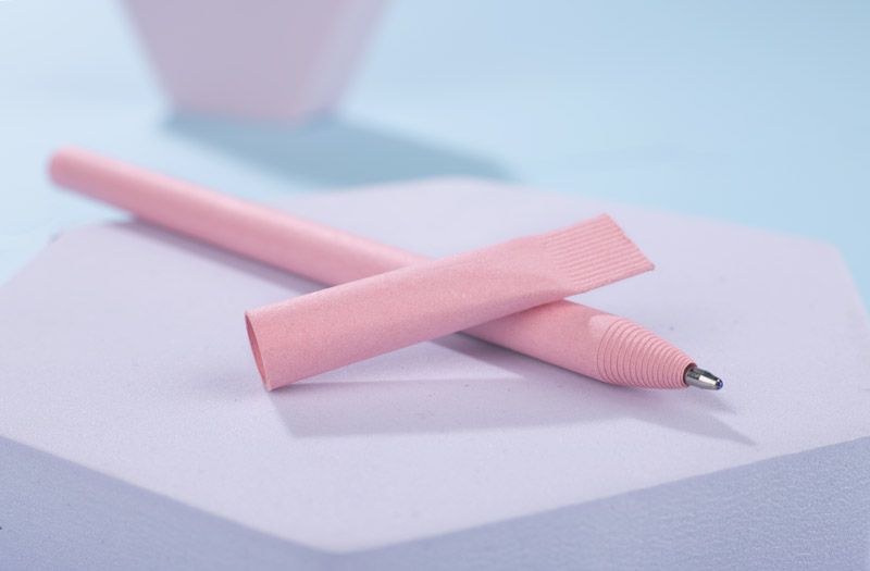 Popierinis ekologiškas tušinukas su logo PINK