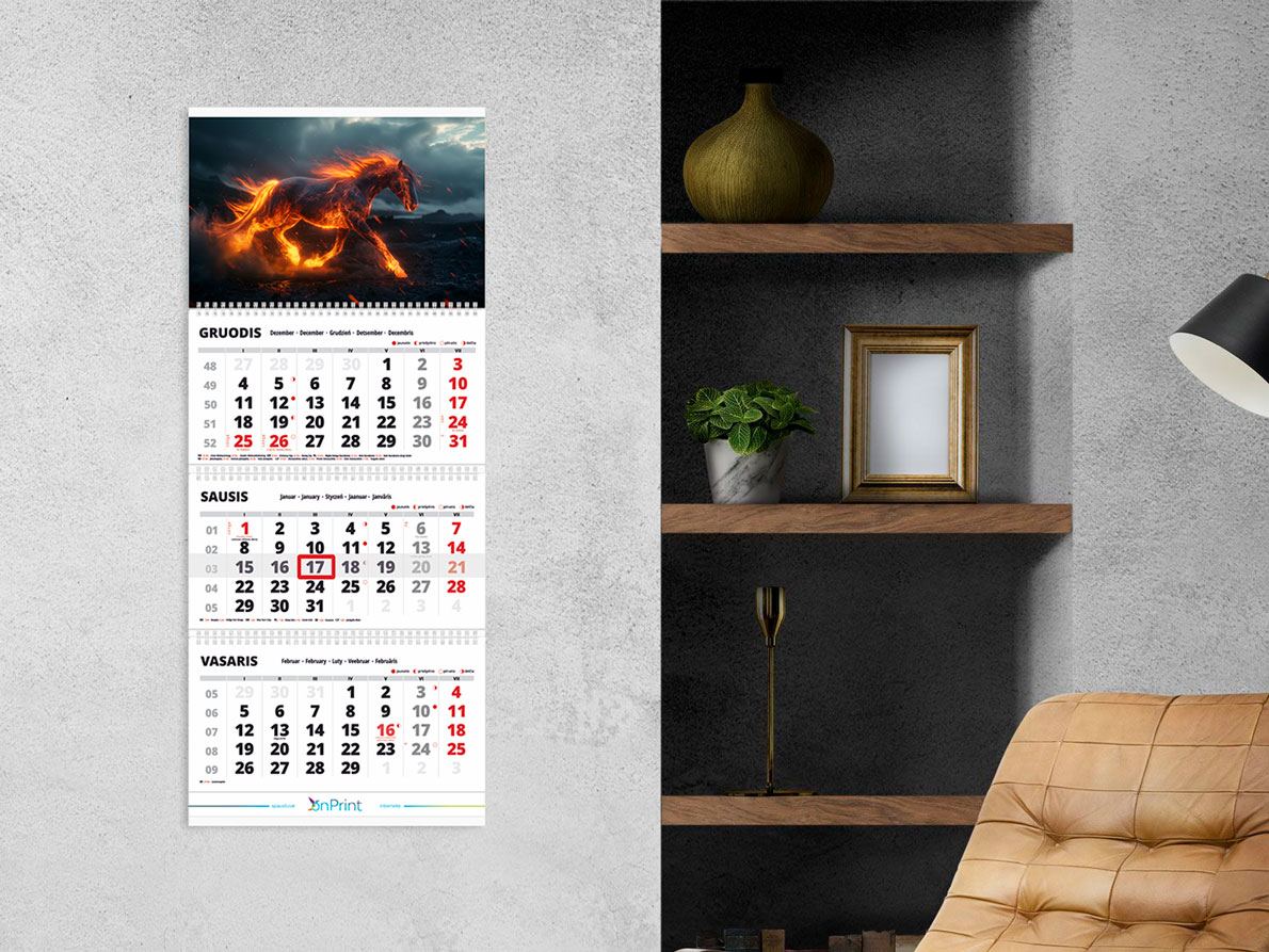 2026 m. sieninis kalendorius "Arkliai" 2