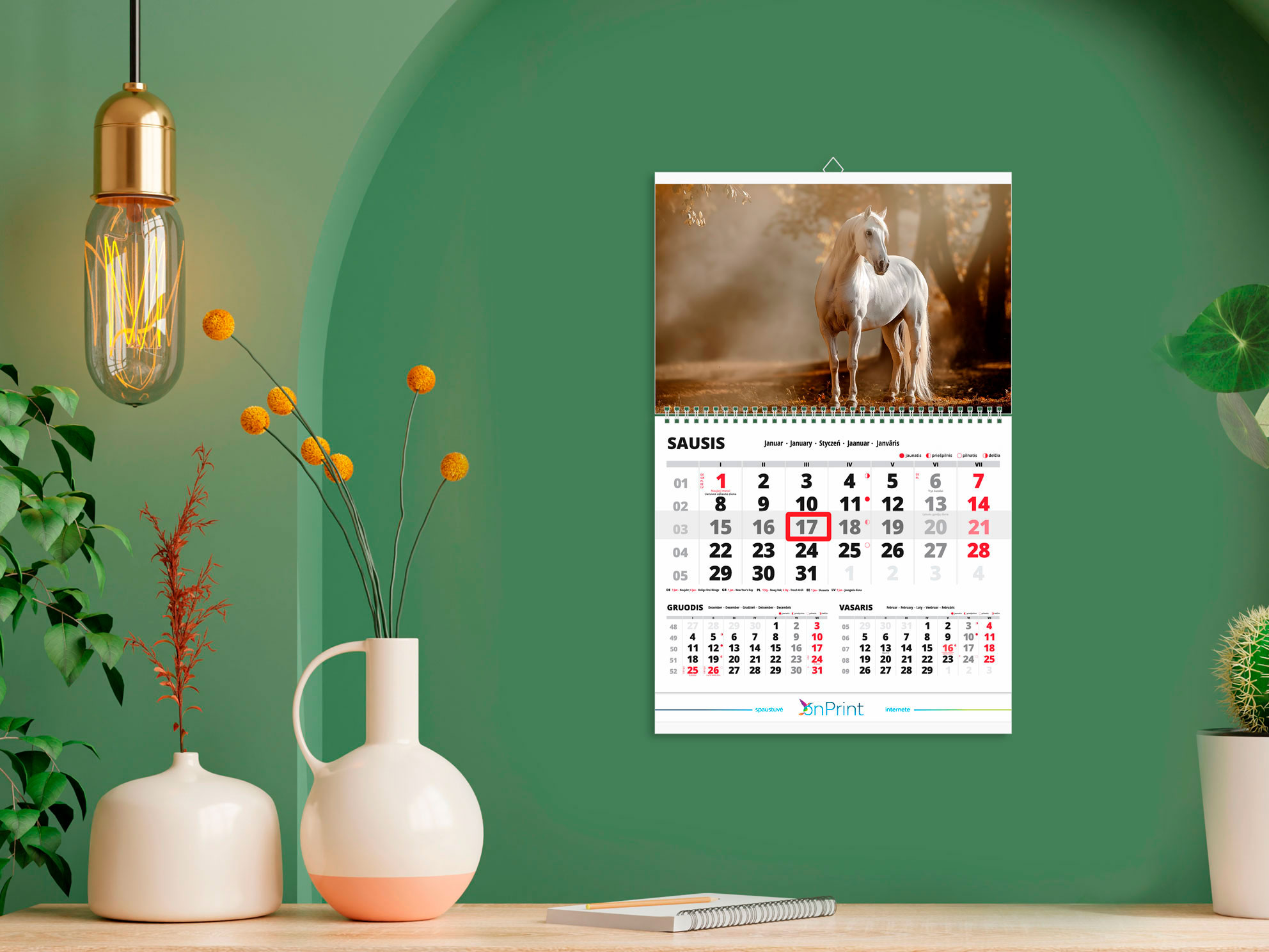 2026 m. sieninis kalendorius "Arkliai" 5
