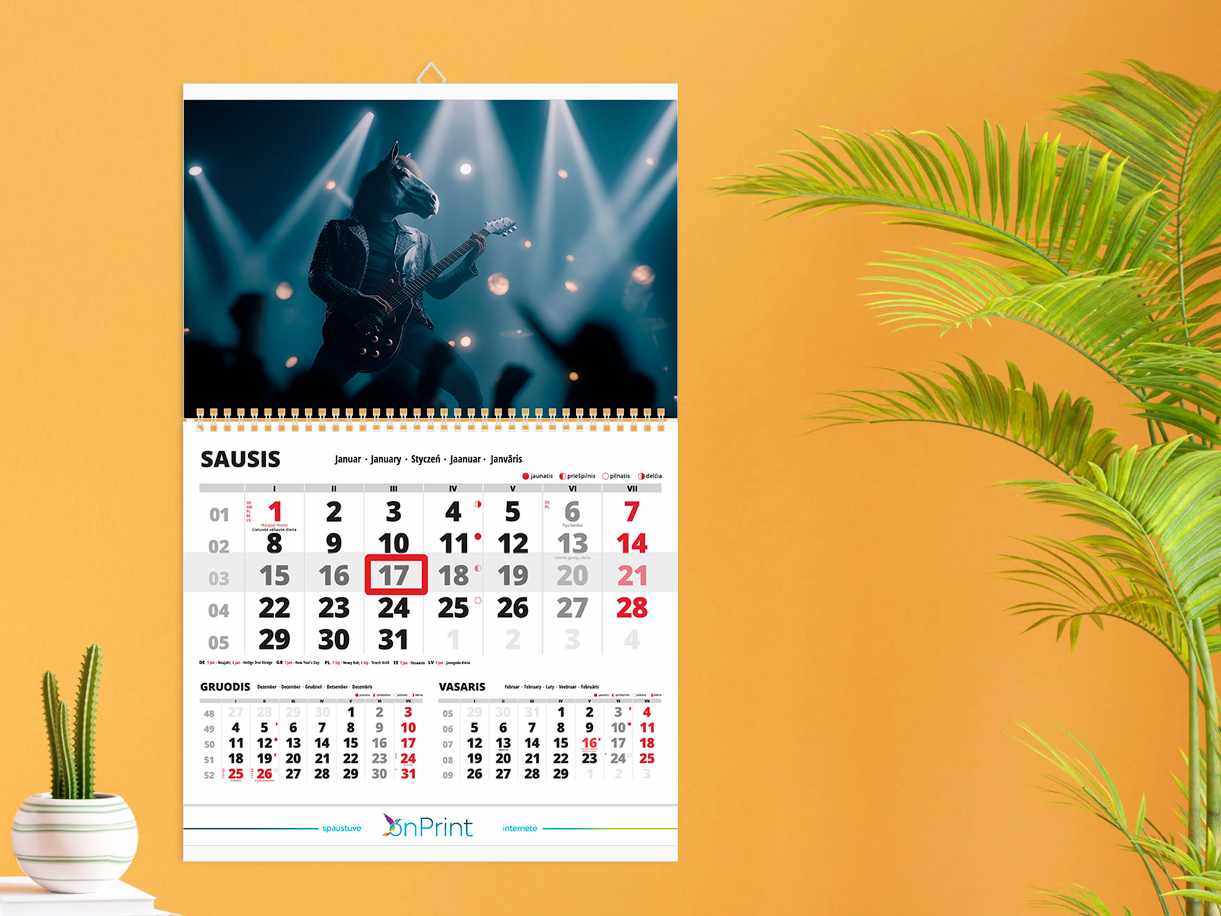 2026 m. sieninis kalendorius "Arkliai" 3