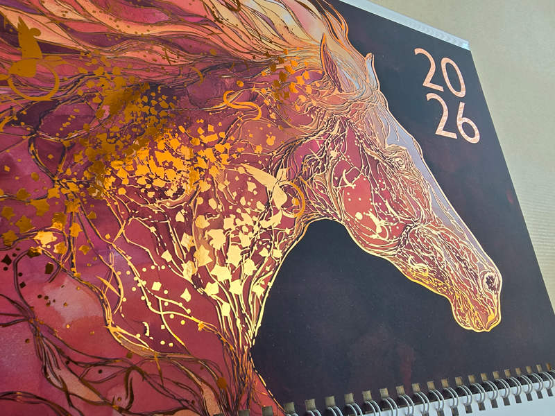 2026 m. sieninis kalendorius "Arklio metai" folijuotu viršeliu 3