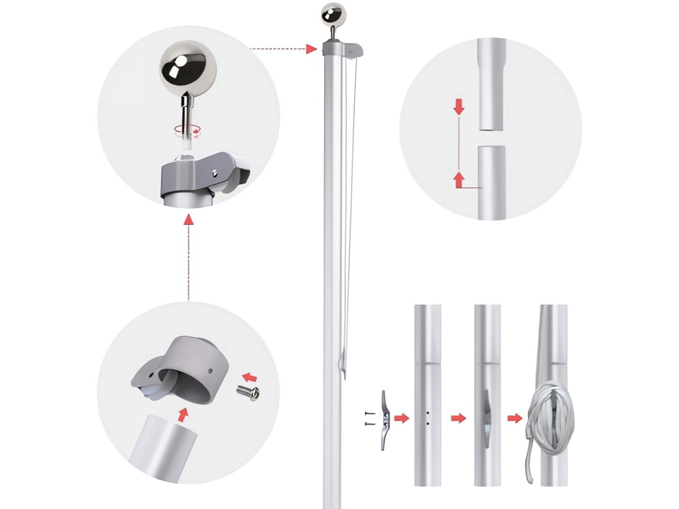 Surenkamas aliuminis stiebas 4